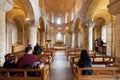 London, UK - May 12 2019: Romanesque Chapel of St John the Evangelist inside the White Tower building at the Tower of