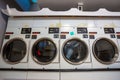 Coin laundries and cloth dryers in a self-service launderlette