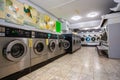 Row of coin laundries and cloth dryers