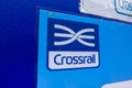 The logo sticker for Crossrail. A new railway under construction.