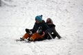 London, uk, 2nd march 2018 - Green Park covered in snow as comuters walk to work beast from the east meets storm sally Royalty Free Stock Photo