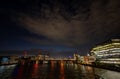 London, UK: Night view over the River Thames taken from London Bridge looking towards Blackfriars Royalty Free Stock Photo