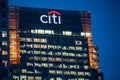 Illuminated windows of the offices of Citigroup Inc in the financial district of Canary Wharf, in London