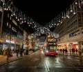 London, UK: Oxford Street, a famous shopping street in Central London with Christmas lights