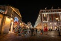 London, UK: People admiring the Christmas trees outside Covent Garden Market