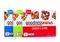 LONDON, UK - November 24, 2017: Boxes Goodness Knows Snack Bars on a white Royalty Free Stock Photo