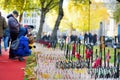 LONDON, UK - NOVEMBER 19, 2017: Poppy crosses at the Westminster Abbey Field of Remembrance, to remember military and civilians wh