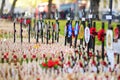 LONDON, UK - NOVEMBER 19, 2017: Poppy crosses at the Westminster Abbey Field of Remembrance, to remember military and civilians wh