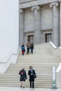 Staircase leading down to the Great Court in the British Museum in London on November 6, 2012. Five