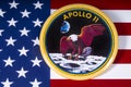 Apollo 11 Badge and the USA Flag Royalty Free Stock Photo