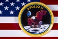 Apollo 11 Badge and the USA Flag Royalty Free Stock Photo