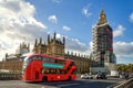 View from the Westminster Bridge on a scaffolding tower around Elizabeth, known as Big Ben Royalty Free Stock Photo