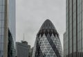 View of The Gherkin building (The swiss re gherkin) or 30 St Mary Axe. One of the famous London landmark.