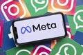 LONDON, UK - October 2021: Facebook social media company changes its corporate name to Meta
