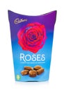 LONDON, UK - OCTOBER 10, 2019:Gift box of cadbury Roses mix chocolate candies on white background Royalty Free Stock Photo