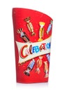 LONDON, UK - OCTOBER 10, 2019: Gift box of Celebrations mix chocolate candies on white background. Mars, Snickers, Bounty, Twix, Royalty Free Stock Photo