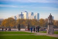 London, UK - October 31, 2015: Panorama of Canary Wharf in evening. View from the Greenwich Royalty Free Stock Photo