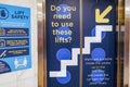 Shopping Centre Or Mall Lift Doors Highlighting Public Safety Social Distancing