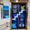 Shopping Centre Or Mall Lift Doors Highlighting Public Safety Social Distancing