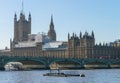 LONDON, UK - October 17th, 2017: Westminster bridge and big ben repain construction with the house of parliament in view Royalty Free Stock Photo