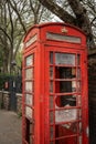 An old telephone box in Hoxton, London, UK