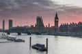 London, UK panorama. Big Ben in Westminster Palace on River Thames at sunset Royalty Free Stock Photo