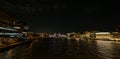 London, UK: Panoramic night view over the River Thames with Tower Bridge Royalty Free Stock Photo