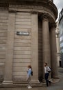 London, UK: People walking past the Bank of England on Threadneedle Street in the City of London Royalty Free Stock Photo