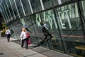 London, UK: People walking past Pret A Manger coffee shop in Southwark, London Royalty Free Stock Photo