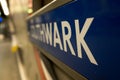 Platform at Southwark Underground Station, London showing station name in TFL roundel.