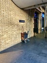 London UK - Platform 9 3-4 to Hogwarts Express at King Cross Station Harry Potter