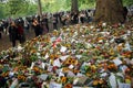 London UK -15.09.2022: Queen Elizabeth dies and thousands of people leave flower and cards at Green Park and Buckingham