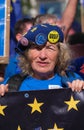 Pro-EU anti-Brexit supporter at the National Rejoin March in London. Royalty Free Stock Photo