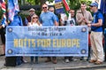 Pro-EU anti-Brexit supporters with NOTTS FOR EUROPE banner at the National Rejoin March in London.