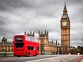London, the UK. Red bus and Big Ben Royalty Free Stock Photo