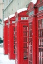 Phome box, london, uk. 2/3/18 - red london phone box in snow, beast from the east/storm Emma Royalty Free Stock Photo