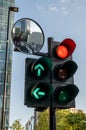 London, UK: Red traffic light with green filter lights Royalty Free Stock Photo