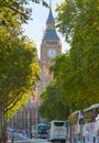 Big Ben and Houses of Parliament. Vie time in the City of London. Office workers having a lunch in park next to st. Paul cathedral Royalty Free Stock Photo