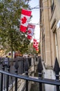 London, UK - September 14, 2023: Canada House on Trafalgar Square. Embassy of Canada in London with Canadian flags