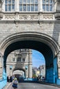 An empty Tower Bridge during day with no traffic, London