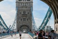 An empty Tower Bridge during day with no traffic, London