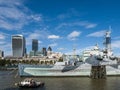 LONDON/UK - SEPTEMBER 12 : HMS Belfast Moored in the Pool of Lon Royalty Free Stock Photo