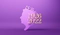 LONDON, UK - September 2022: A memorial poster of Queen Elizabeth II with dates born and died. 3D Rendering