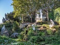 LONDON, UK - SEPTEMBER 20, 2019: The Oceanides Fountain in York House Gardens featuring sea nymphs and made from Italian