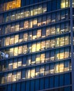 LONDON, UK - 7 SEPTEMBER, 2015: Office building in night light. Canary Wharf night life Royalty Free Stock Photo