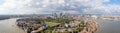 Panoramic view of London, traditional and modern architecture, aerial