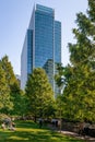 The Jubilee Park at Canary Wharf. Royalty Free Stock Photo