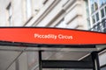 London, UK - September 14, 2023: Piccadilly Circus bus stop sign
