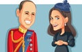 London, UK, 17 September 2020, Prince William and Kate Middleton Vector Illustration