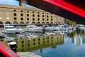 St Katharine dock in London, modern yachts , London